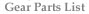 Gear Parts List